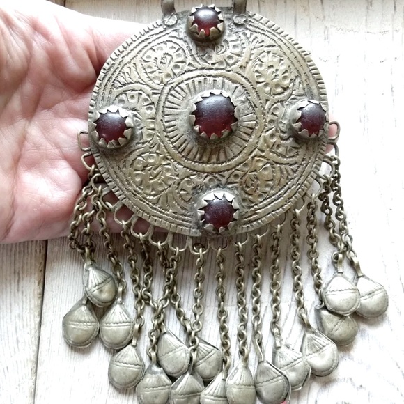 Vintage Boho Afghan pendant! Beautiful quality Turkmen silver or Alpaca silver - Picture 2 of 8